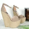 Espadril Beige High Heel Wedges