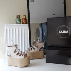 Cream Beige Suede Heel Platform Wedge Sandals 9 Cream Beige Suede Heel Platform Wedge Sandals -Tajna Shoes espadril wedge sandals 11