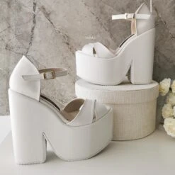 Cross Strap High Heel Bridal Wedge Shoes