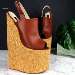 Tajna Shoes 24 25 Cm Brown Extreme High Heel Cork Sandals