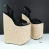 Extreme Black Espadril Wedge Sandals