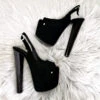 Peep Toe Black Suede Platform Chunky Heels