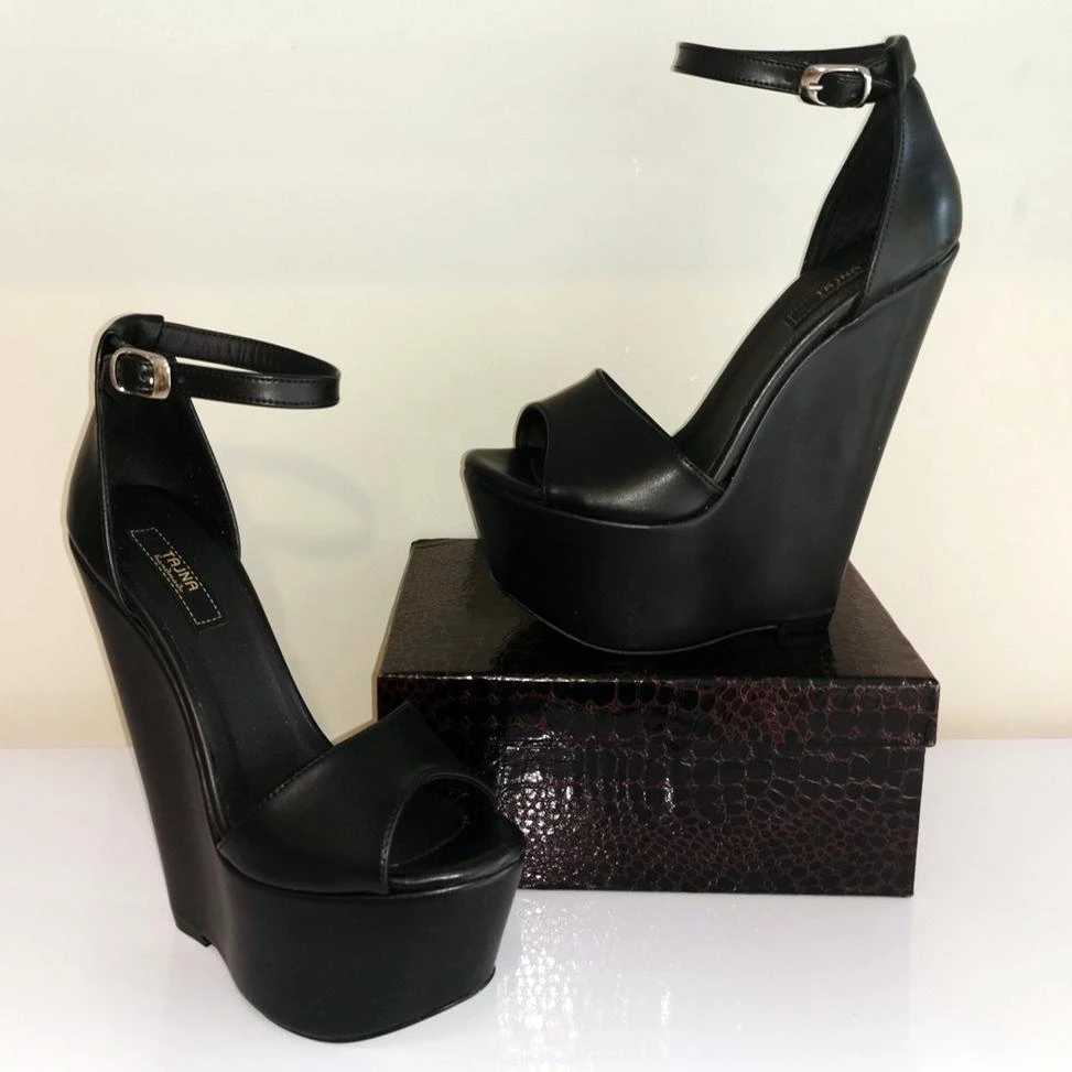 Black Peep Toe Ankle Strap Wedge 1 Black Peep Toe Ankle Strap Wedge
