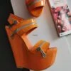 Orange Patent Zipper Detail Wedges