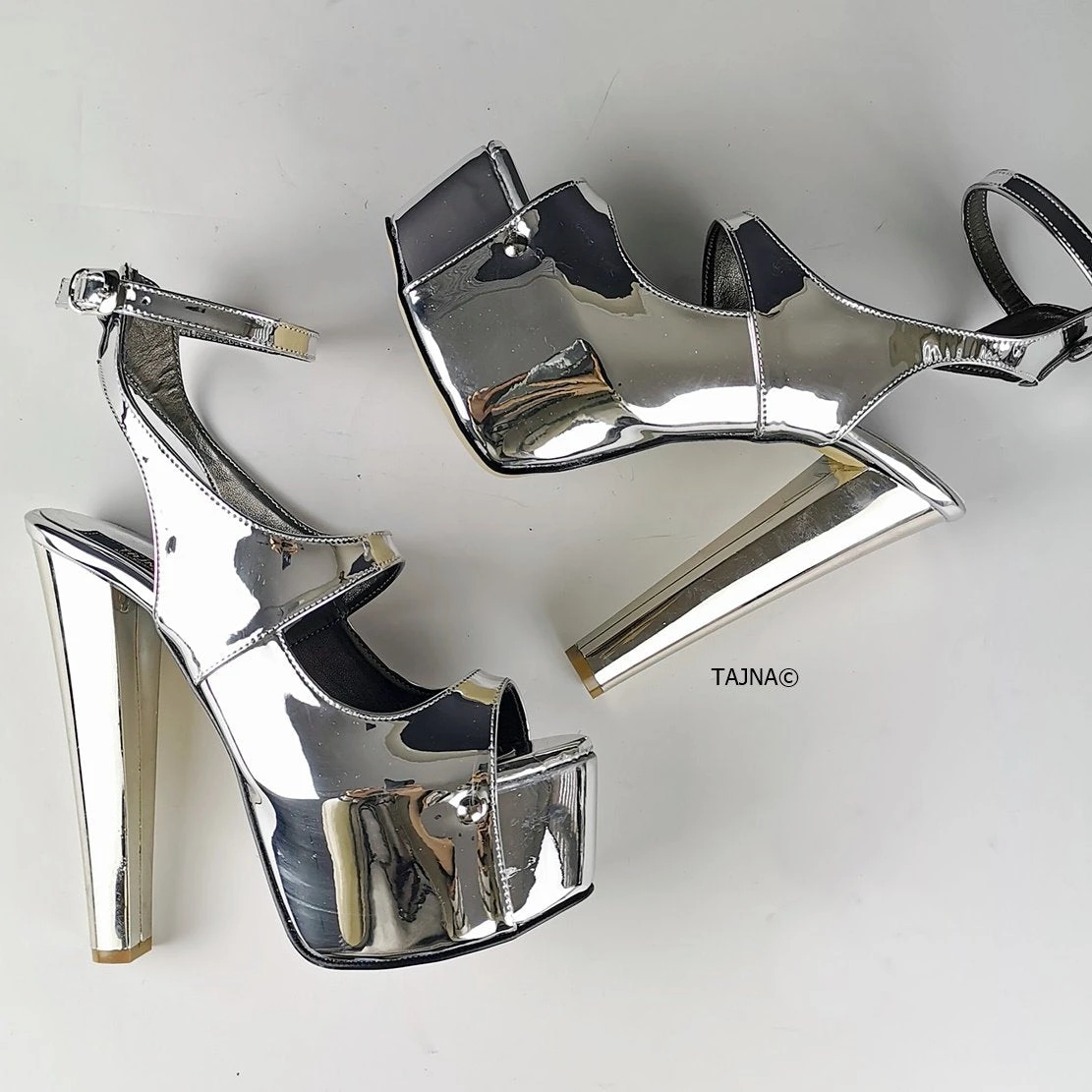 Silver Mirror Sling Back Heels 3 Silver Mirror Sling Back Heels - Image 3