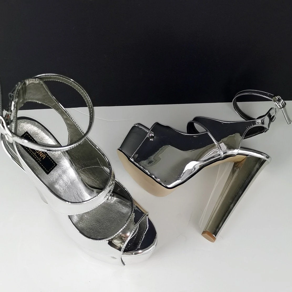 Silver Mirror Sling Back Heels 2 Silver Mirror Sling Back Heels - Image 2