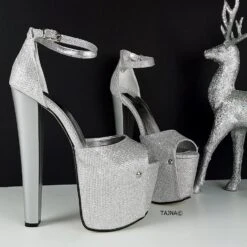 Silver Shine High Heel Shoes