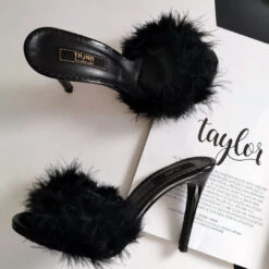 Black Fury Heeled Mules