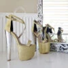 Ankle Strap Gold Shimmer 19 Cm High Heel Platform Shoes