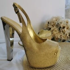 Golden Shine Peep Toe Platforms