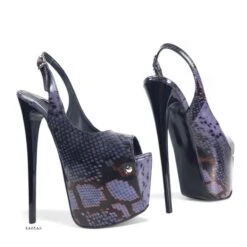 Sling Back Dark Purple Gray Snake Print Heels 13 Sling Back Dark Purple Gray Snake Print Heels -Tajna Shoes gray purple slingback high heel platform shoes tajna club 1