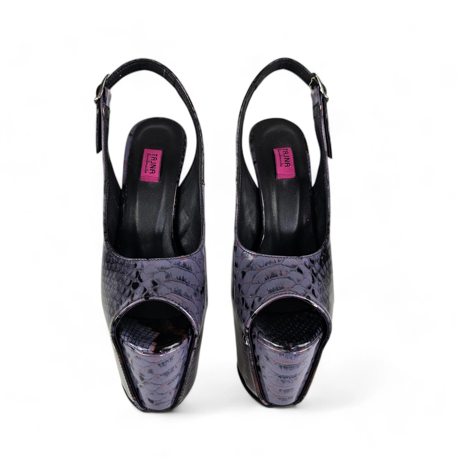 Sling Back Dark Purple Gray Snake Print Heels 7 Sling Back Dark Purple Gray Snake Print Heels - Image 7