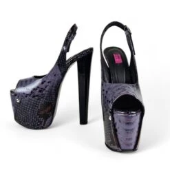 Sling Back Dark Purple Gray Snake Print Heels 17 Sling Back Dark Purple Gray Snake Print Heels -Tajna Shoes gray purple slingback high heel platform shoes tajna club 6