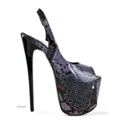 Sling Back Dark Purple Gray Snake Print Heels 11 Sling Back Dark Purple Gray Snake Print Heels -Tajna Shoes gray purple slingback high heel platform shoes tajna club 8