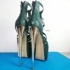Green Croco Cage Style High Heels