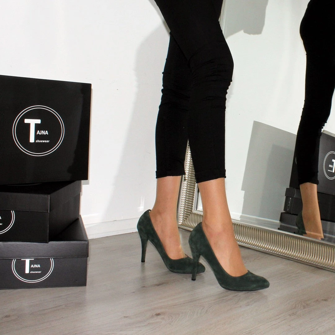 Dark Green Suede Classic Stiletto 1 Dark Green Suede Classic Stiletto