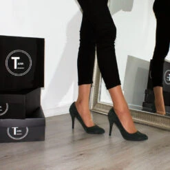 Dark Green Suede Classic Stiletto 7 Dark Green Suede Classic Stiletto -Tajna Shoes green stiletto 2