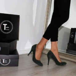 Dark Green Suede Classic Stiletto 6 Dark Green Suede Classic Stiletto -Tajna Shoes green stiletto 3