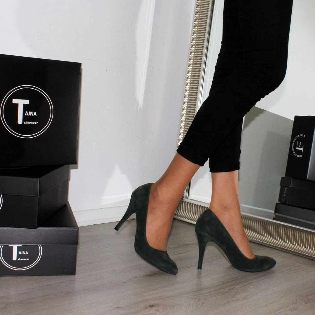 Dark Green Suede Classic Stiletto 3 Dark Green Suede Classic Stiletto - Image 3