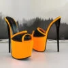 Orange Gloss Black Spider Strap Mules