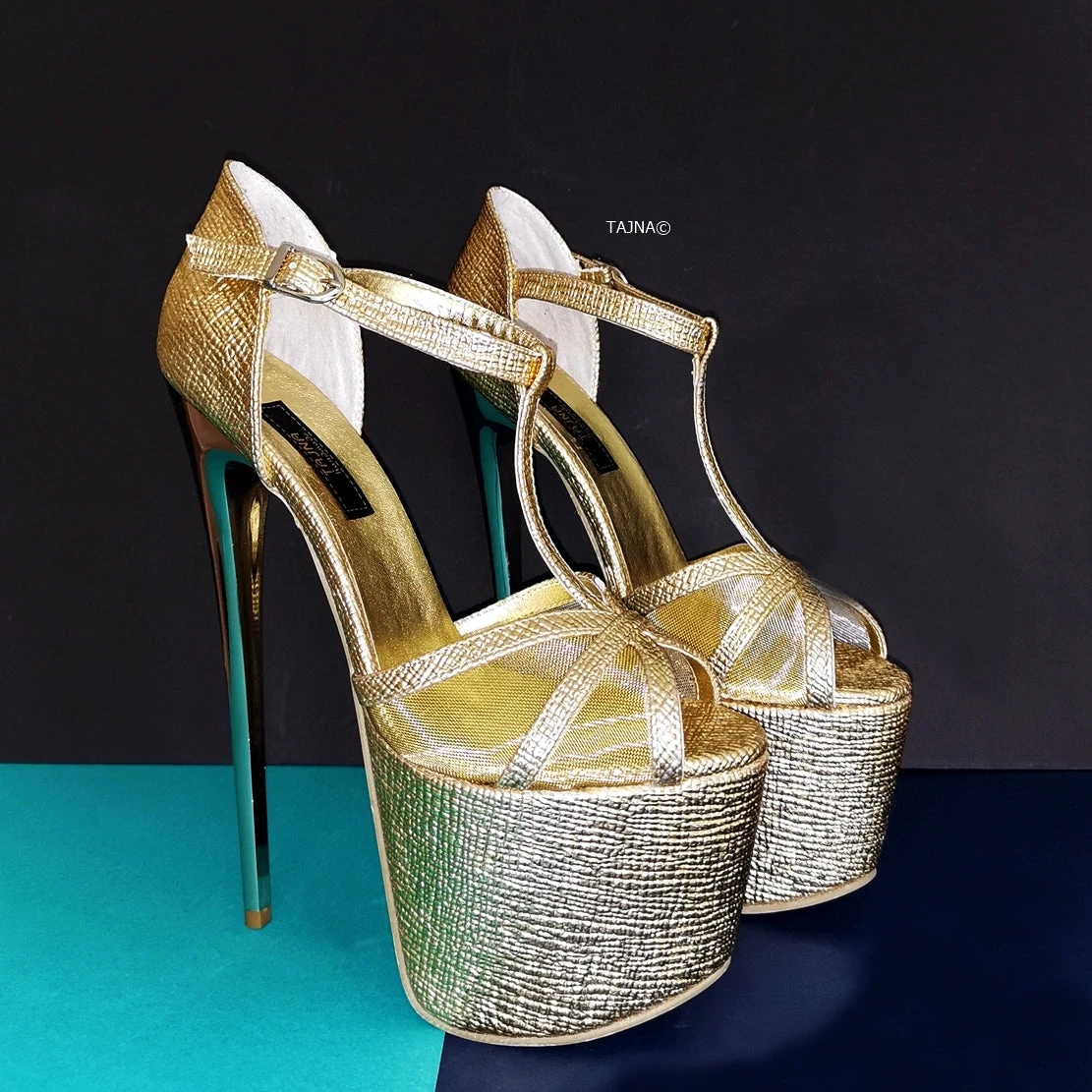 Romantic T-Strap Golden Heels 1 Romantic T-Strap Golden Heels