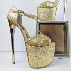 Romantic T-Strap Golden Heels 12 Romantic T-Strap Golden Heels -Tajna Shoes high heel platform shoes tajna club gold colour 3