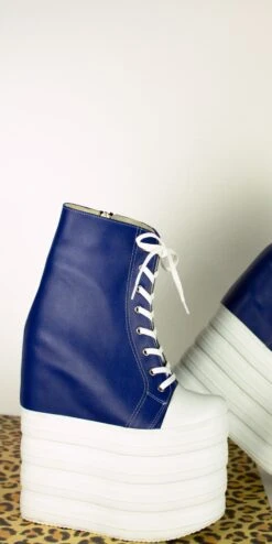 Blue Sport Hidden Platform Lace Up Platform Wedges 9 Blue Sport Hidden Platform Lace Up Platform Wedges -Tajna Shoes high heel platform shoes tajna club 348