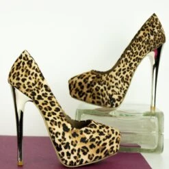 Pointy Toe Metallic Heel Stiletto Leopard 5 Pointy Toe Metallic Heel Stiletto Leopard -Tajna Shoes high heel platform shoes tajna club 350