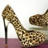 Pointy Toe Metallic Heel Stiletto Leopard