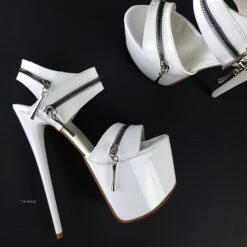 White Gloss Zip Detailed High Heel Sandals 7 White Gloss Zip Detailed High Heel Sandals -Tajna Shoes high heel platform shoes tajna club 44 363c67db 8afa 4c6b baff 5a1d17d4d17a