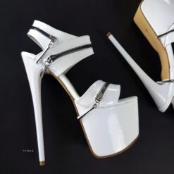 White Gloss Zip Detailed High Heel Sandals 8 White Gloss Zip Detailed High Heel Sandals -Tajna Shoes high heel platform shoes tajna club 45 9fdbc590 d4cd 44f5 b531 992af77e389b