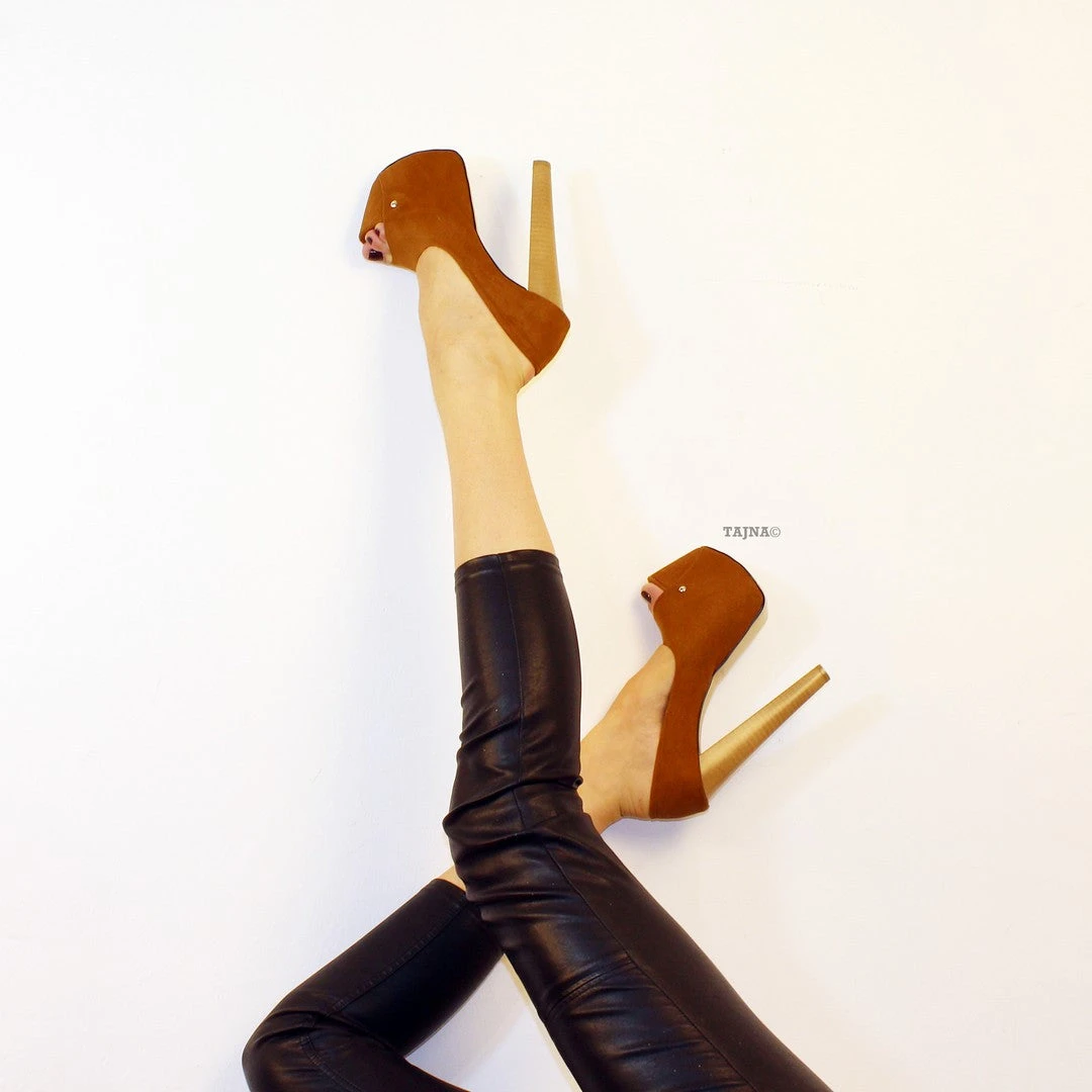 Tobacco Brown Suede Platform 19 Cm Heels 1 Tobacco Brown Suede Platform 19 Cm Heels