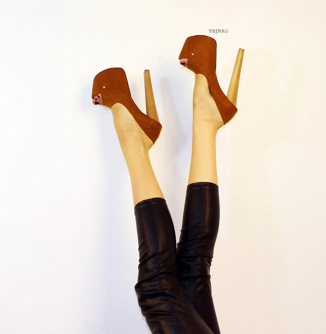 Tobacco Brown Suede Platform 19 Cm Heels 4 Tobacco Brown Suede Platform 19 Cm Heels - Image 4