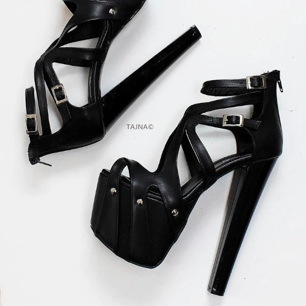 Black Cage Design Platform High Heels 1 Black Cage Design Platform High Heels