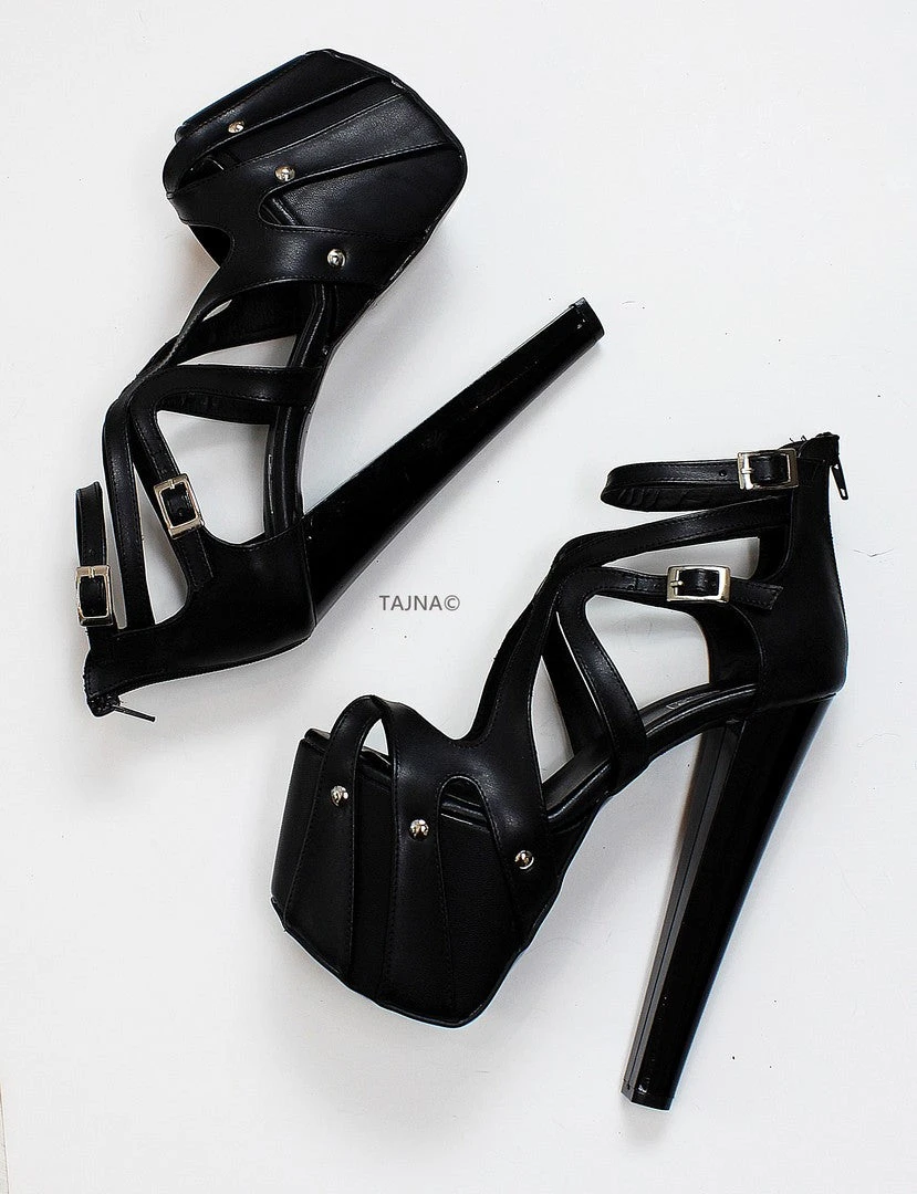 Black Cage Design Platform High Heels 3 Black Cage Design Platform High Heels - Image 3