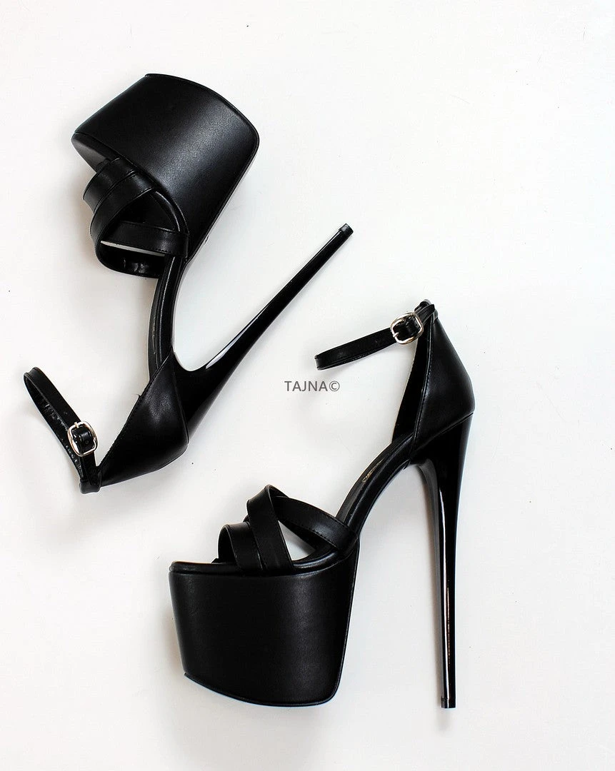 Black Cross Ankle Strap Platform Shoes 2 Black Cross Ankle Strap Platform Shoes - Image 2