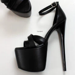 Black Cross Ankle Strap Platform Shoes 9 Black Cross Ankle Strap Platform Shoes -Tajna Shoes high heel platform shoes 1459