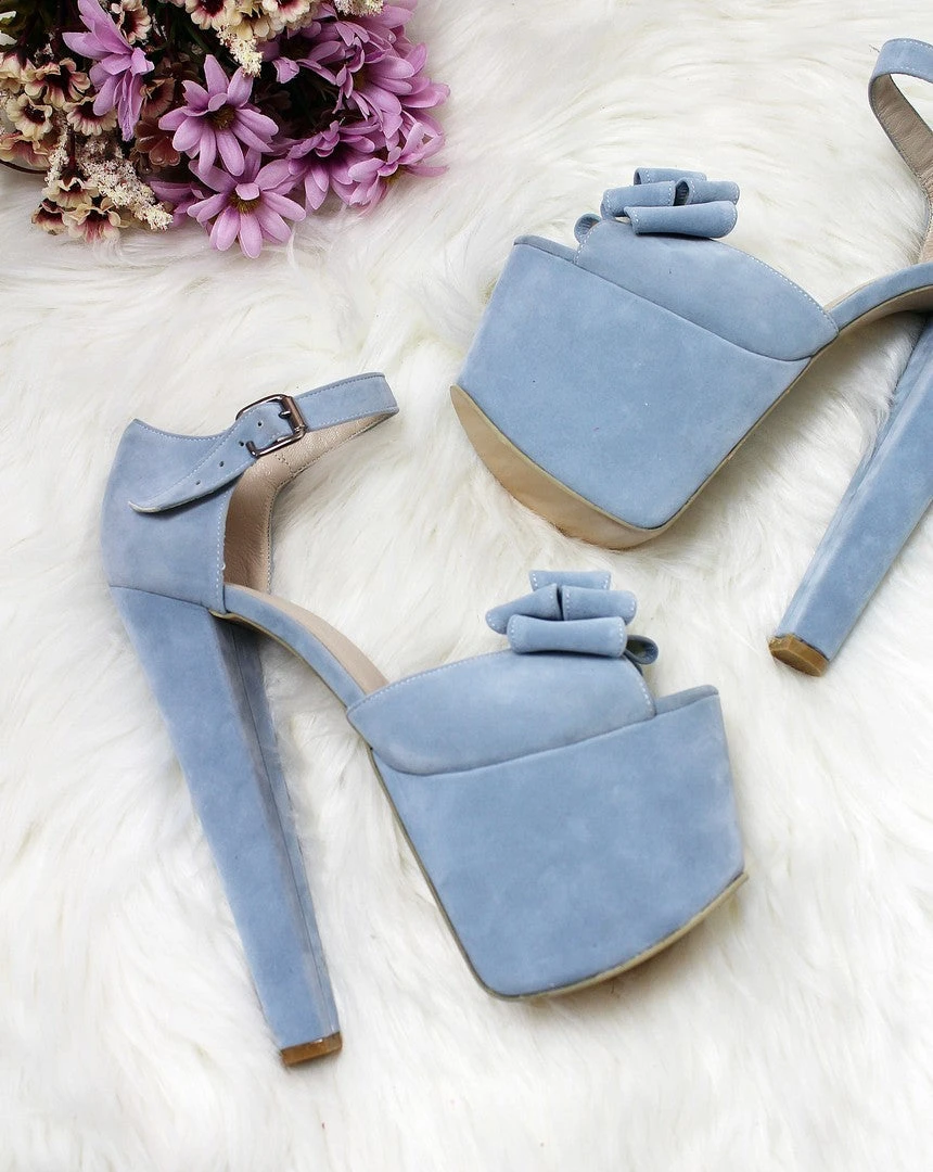 Baby Blue Suede Bridal Platform Shoes 2 Baby Blue Suede Bridal Platform Shoes - Image 2