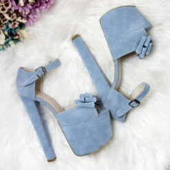 Baby Blue Suede Bridal Platform Shoes 6 Baby Blue Suede Bridal Platform Shoes -Tajna Shoes high heel platform shoes 1692