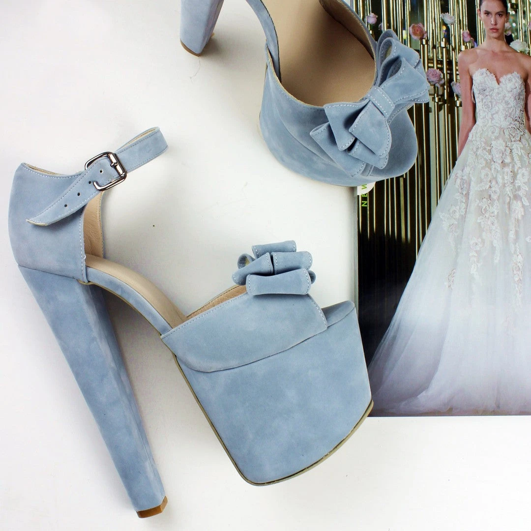 Baby Blue Suede Bridal Platform Shoes 4 Baby Blue Suede Bridal Platform Shoes - Image 4