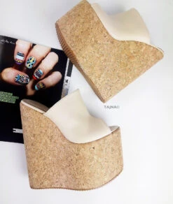 Cream High Heel Wedge Mules 7 Cream High Heel Wedge Mules -Tajna Shoes high heel platform shoes 1870