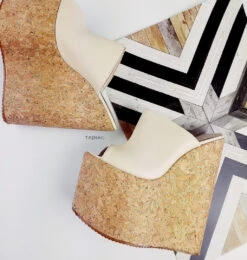 Cream High Heel Wedge Mules 8 Cream High Heel Wedge Mules -Tajna Shoes high heel platform shoes 1883