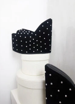 Black Suede Gem Stone Platform Wedge Mules -Tajna Shoes high heel platform shoes 1891