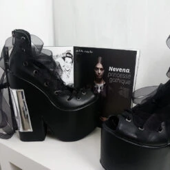 Gothic Balerinas Black Platform Wedges 16 Gothic Balerinas Black Platform Wedges -Tajna Shoes high heel platform shoes 1917