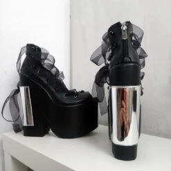 Gothic Balerinas Black Platform Wedges 15 Gothic Balerinas Black Platform Wedges -Tajna Shoes high heel platform shoes 1921