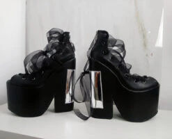 Gothic Balerinas Black Platform Wedges 14 Gothic Balerinas Black Platform Wedges -Tajna Shoes high heel platform shoes 1922