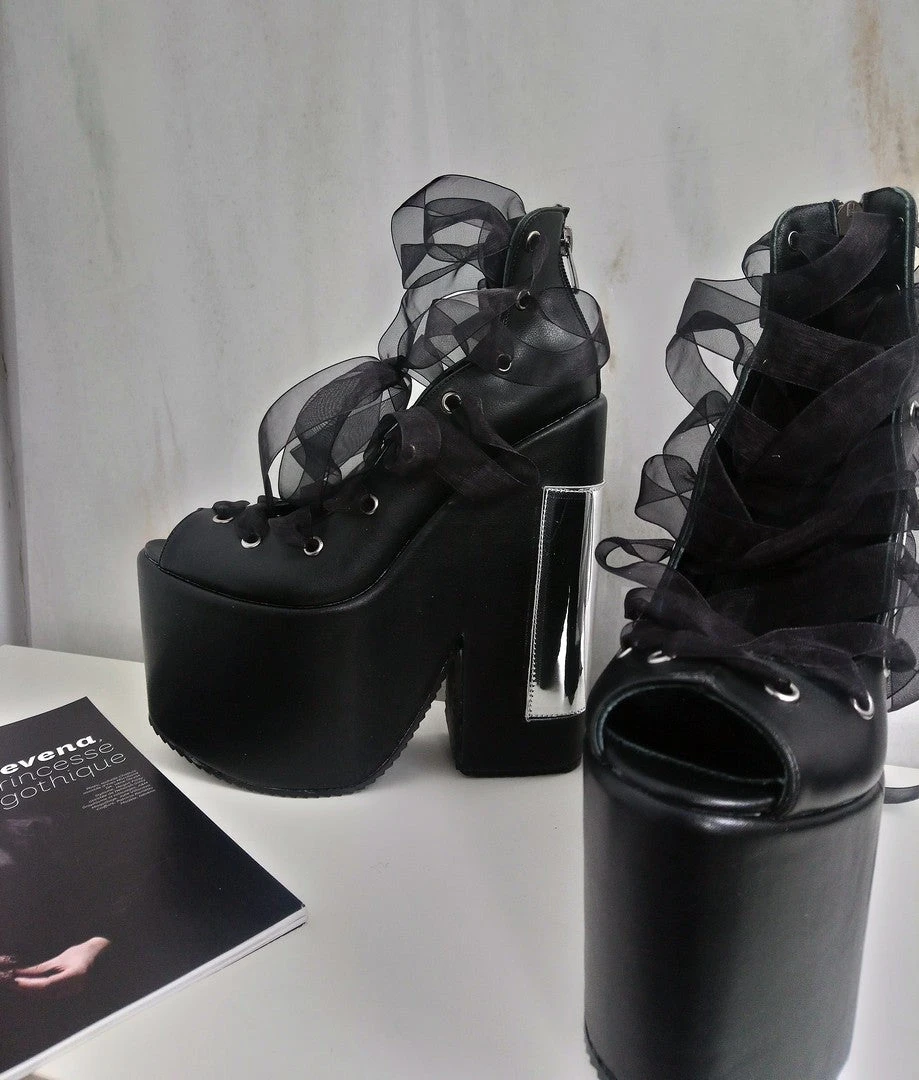 Gothic Balerinas Black Platform Wedges 5 Gothic Balerinas Black Platform Wedges - Image 5