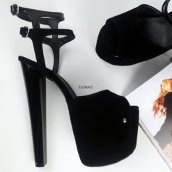 Black Double Strap Platform High Heels -Tajna Shoes high heel platform shoes 1986