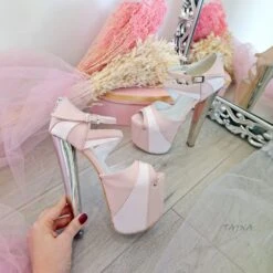 Pink Powder White High Heel Platform Shoes 7 Pink Powder White High Heel Platform Shoes -Tajna Shoes high heel platform shoes 19 cm 101