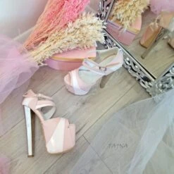 Pink Powder White High Heel Platform Shoes 8 Pink Powder White High Heel Platform Shoes -Tajna Shoes high heel platform shoes 19 cm 102